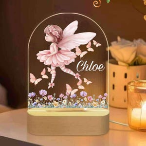 Personalised  Fairy  butterflies  Night Light |Custom Name | birthday gift | Kid nursery room| table lamp|Wooden light