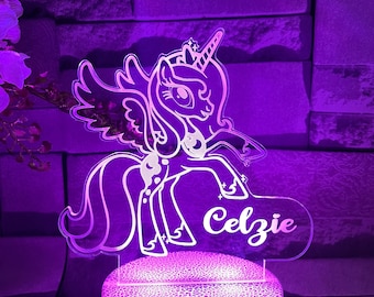 Personalised My Little Pony| custom name |Table Lamp|16 Colours Remote|Birthday Gift| Christmas Present|Room Decoration Unique Gift
