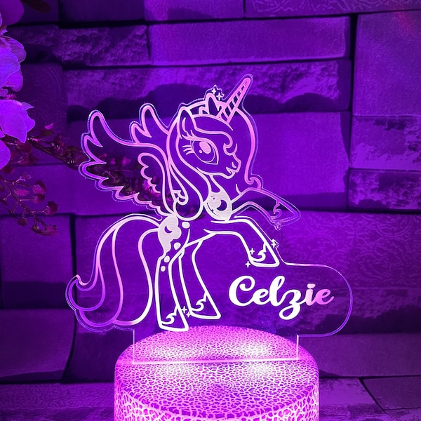 Personalised My Little Pony| custom name |Table Lamp|16 Colours Remote|Birthday Gift| Christmas Present|Room Decoration Unique Gift