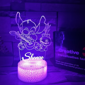 Stitch Themed LED Night Light Comes Fully Personalised. Unique Gift Idea 