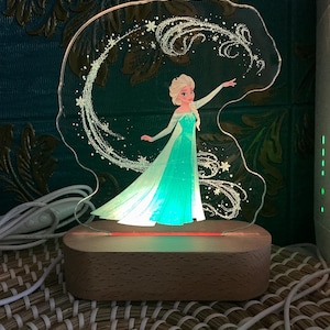 Personalised Elsa | Colourful Night Light/ Colours Change Remote ...