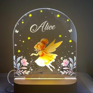 Personalised Fairy Girl  Night Light |Custom Name | birthday gift | Kid nursery room| table lamp|Wooden light