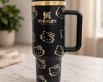 Hello Kitty Stanley Tumbler, 40oz Laser Engraved Water Bottle