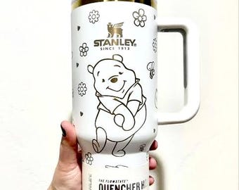 Stanley Tumbler Special Gift Custom Winnie Pooh Stanley Tumbler 40oz Laser Engraved Water Bottle