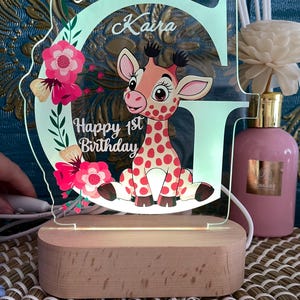 Custom AcrylicGriaffe Night Lamp Personal Baby Name Cartoon Light Gift for Kids Children Home Bedroom Decoration Animal Lamp