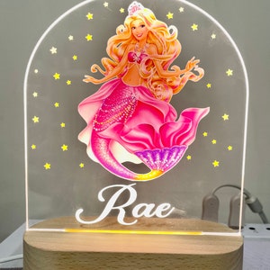 Personalized Mermaid LED Lamp | Custom Night Light, Kids Decor