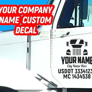 Custom US DOT Trucking Decal Stickers Custom Truck Decal (tow truck, trucking, 18 wheeler,Van-MC number, company logos, mc numbers)