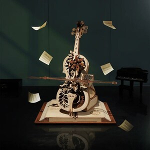 Magic Cello Enchanting 3D Wooden Puzzle  - Musical Instrument Mechanical Music Box Moveable Stem Funny Creative Toys