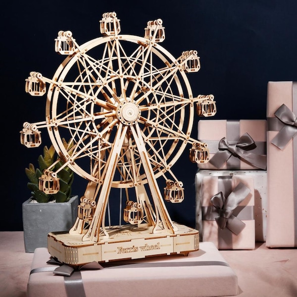 Grande roue modèle en bois 3D Kits de blocs de construction jouet d'assemblage cadeau pour enfants adultes