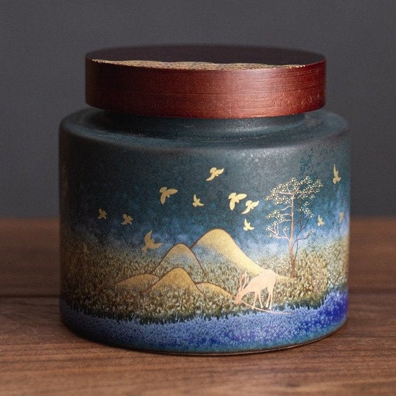 Gold Deer Tea Container Storage Tea Coffee Food Handmade Etsy UK