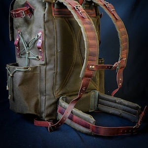 Green, Brown, Dhaki, Black | 30L to 80L Camping Backpack | Handmade Leather, Canvas Backpack for Travel, Camping, Bushcraft, Hiking, Outdoor