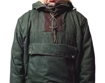 New model Bespoke Green Anorak, You will be ready for adventure, Best Protection For Cold, Full Handmade