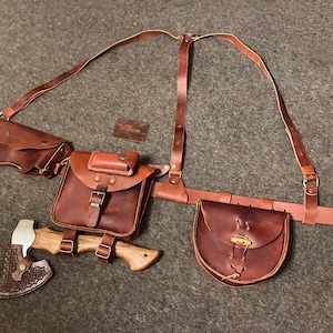 For Stephen - Bushcraft Belt Suspender Kit With Personalization, Load Carrying Bushcraft Belt,  Foraging Bag,  Axe Holder, Belt Bag