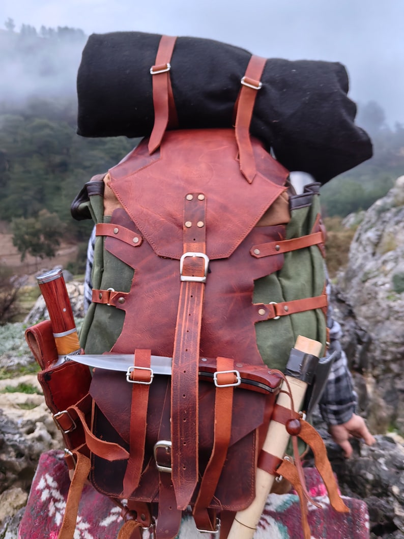 New Model | Handmade Custom Leather and Waxed Backpack for Travel ...