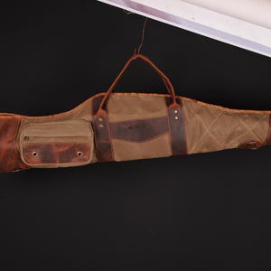 Estuche para escopeta o rifle verde-marrón-negro / Lona encerada / Caza / Personalización