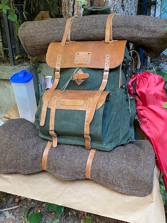Tan canvas backpack best sale