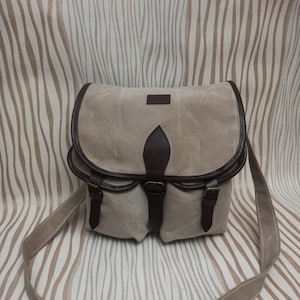Handmade Leather Wax Canvas  Bag | Leather Messenger Bag | Leather Purse Crossbody | Black-Brown-Green Options