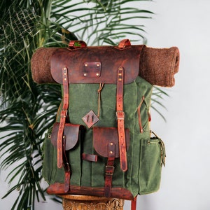 Handmade | Camping Backpack | Hiking Backpack | Bushcraft Backpack | Travel Backpack | Canvas Leather | Camping, Hiking, Bushcraft, Travel