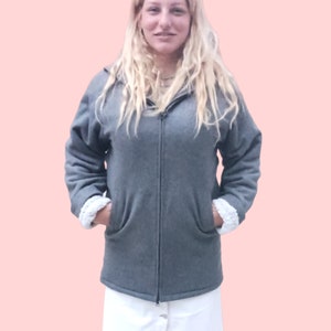 New model Bespoke Gray Anorak with Zipper, You will be ready for adventure, Best Protection For Cold, Full Handmade