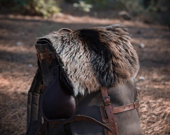 Cool | Hiking Backpack | Leather - Waxed Canvas with Goat Fur | Best hiking backpack | 30,40,50 Litres