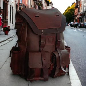 Handmade | Leather | 50 L | Leather Backpack | Daily Use | 2 Laptop Compartment | Bushcraft, Travel, Camping, Hunting, Fishing, Sports bag