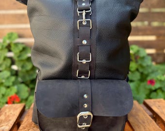 Handgemaakte leren rugzak op rol – gepersonaliseerde reis- en stadstas | 99PercentHandmade™