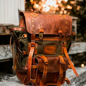 Leather Backpack | Handmade Backpack | Rucksack Backpack | Hiking Backpack | Sport Backpack | Leather-Canvas Backpack | Camping |