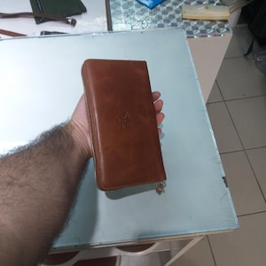Billetera grande hecha a mano personalizada. Puedes grabar el interior y el exterior de la billetera.