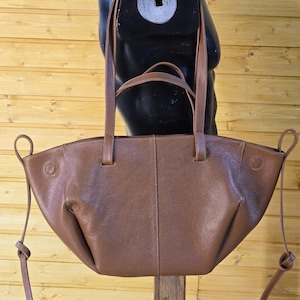 Bolso asimétrico de gran tamaño hecho a mano de cuero genuino moderno con billetera, bolso elegante de diseñadores, uso diario