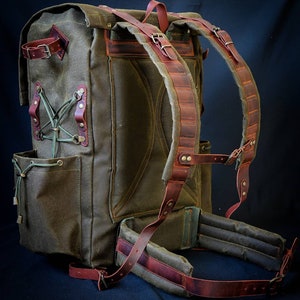 Hiking Backpack Camping Backpack Leather Waxed Canvas Backpack Personalization
