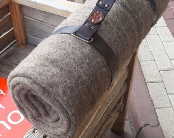 Bushcraft Wool Blanket, Sleeping Bag, Handmade Leather Strap, Camping Gear, Protect Btw -15, Survival Tool, First Aid Kit Wool | Ground Mat