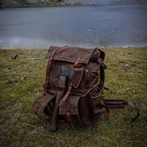 50L | 3 Pieces Left | Green, Brown, Dhaki Colours | Handmade Leather, Waxed Canvas Backpack for Travel, Camping, Bushcraft | Personalization