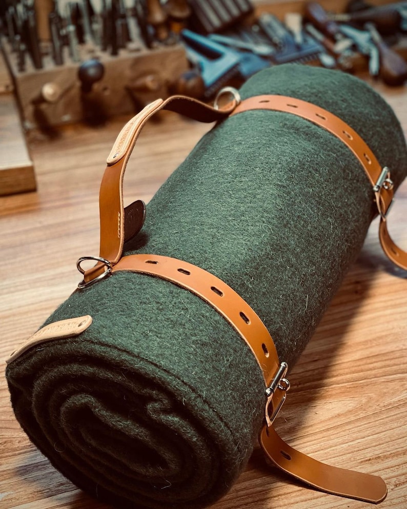 Bushcraft Wool Blanket Sleeping Bag Handmade Leather Strap Etsy