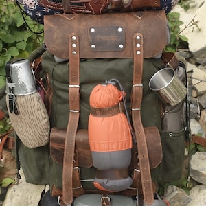 Limited | Handmade Waxed Canvas Backpack | 50 L | Leather Backpack | Daily Use | Bushcraft, Travel, Camping, Hunting, Fishing, Sports bag