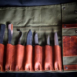 Full Bushcraft Bundle Set Details  Canvas and leather knife bag , Wood Bag, Foraging Bag ,  Scotch eyed Auger, Axe Case, Survival Kit