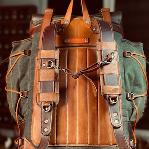 Hiking | Hiking Backpack | Outdoor | Gears | Rucksack | Leather-Canvas Backpack | Bushcraft | Camping | Outdoor | Personalization