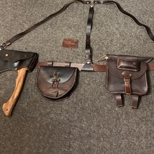 Bushcraft Belt Suspender Kit With Personalization, Load Carrying Bushcraft Belt,  Foraging Bag,  Axe Holder, Belt Bag