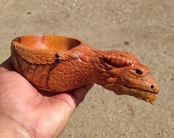 Dragon Kuksa, Bushcraft Handmade Kuksa, Wooden Mug Lion Claw model, Scandinavian Nordic Tea Cup,Light Brown Camping Travel Cup,