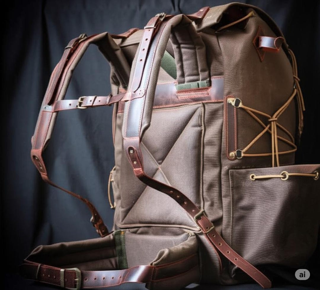 Custom | Green Brown Options | Waxed Canvas Backpack | 50 L | Leather ...