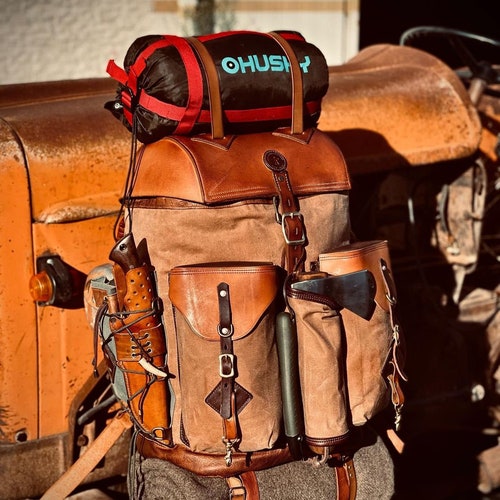 Camping Leather Backpack Bushcraft Rucksack Handmade Waxed - Etsy