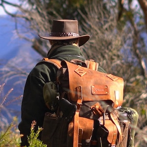 Camping Handmade Leather and Canvas Backpack for Travel, Camping, Hiking, Hunting, Bushcraft | 50 Liters | Birthday Gift | Gift For Him  |