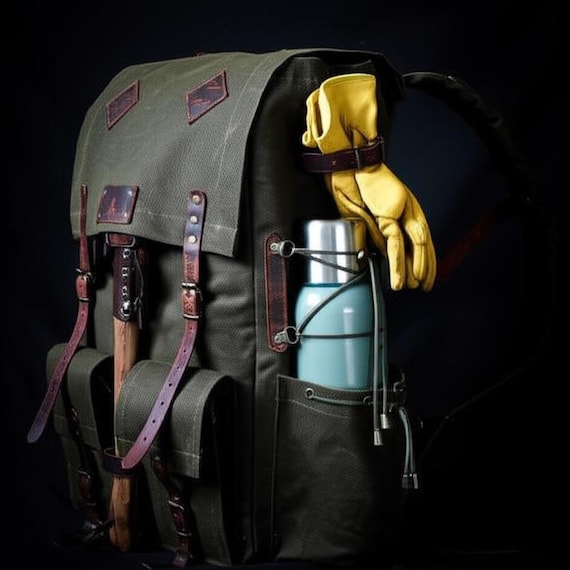 30L to 80L | Brown-green-black | Camping Backpack | Handmade Leather and Waxed Canvas | Unlimited Personalization - Etsy 30L to 80L | Brown-green-black | Camping Backpack | Handmade Leather and Waxed Canvas | Unlimited Personalization - Etsy