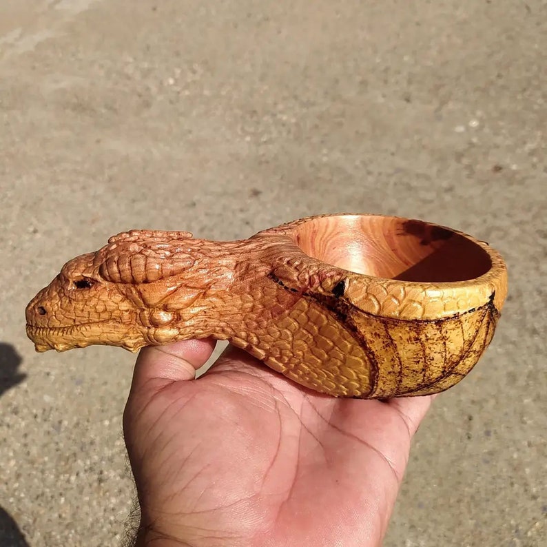 Dragon Kuksa, Bushcraft Handmade Kuksa, Wooden Mug Lion Claw model, Scandinavian Nordic Tea Cup,Light Brown Camping Travel Cup, image 3