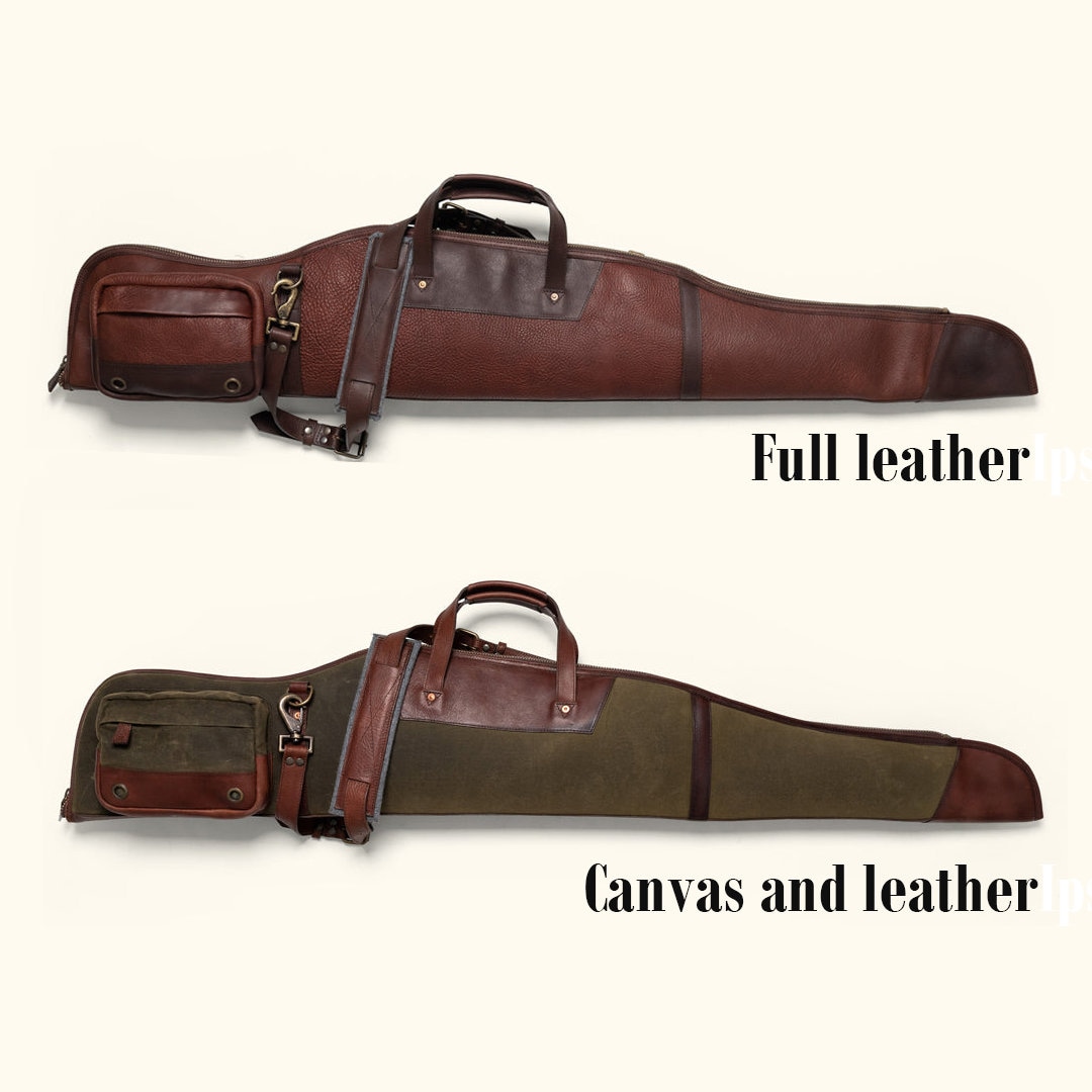 Handmade Leather Rifle Bag Canvas Rifle Bag Waxed Canvas Leather Rifle