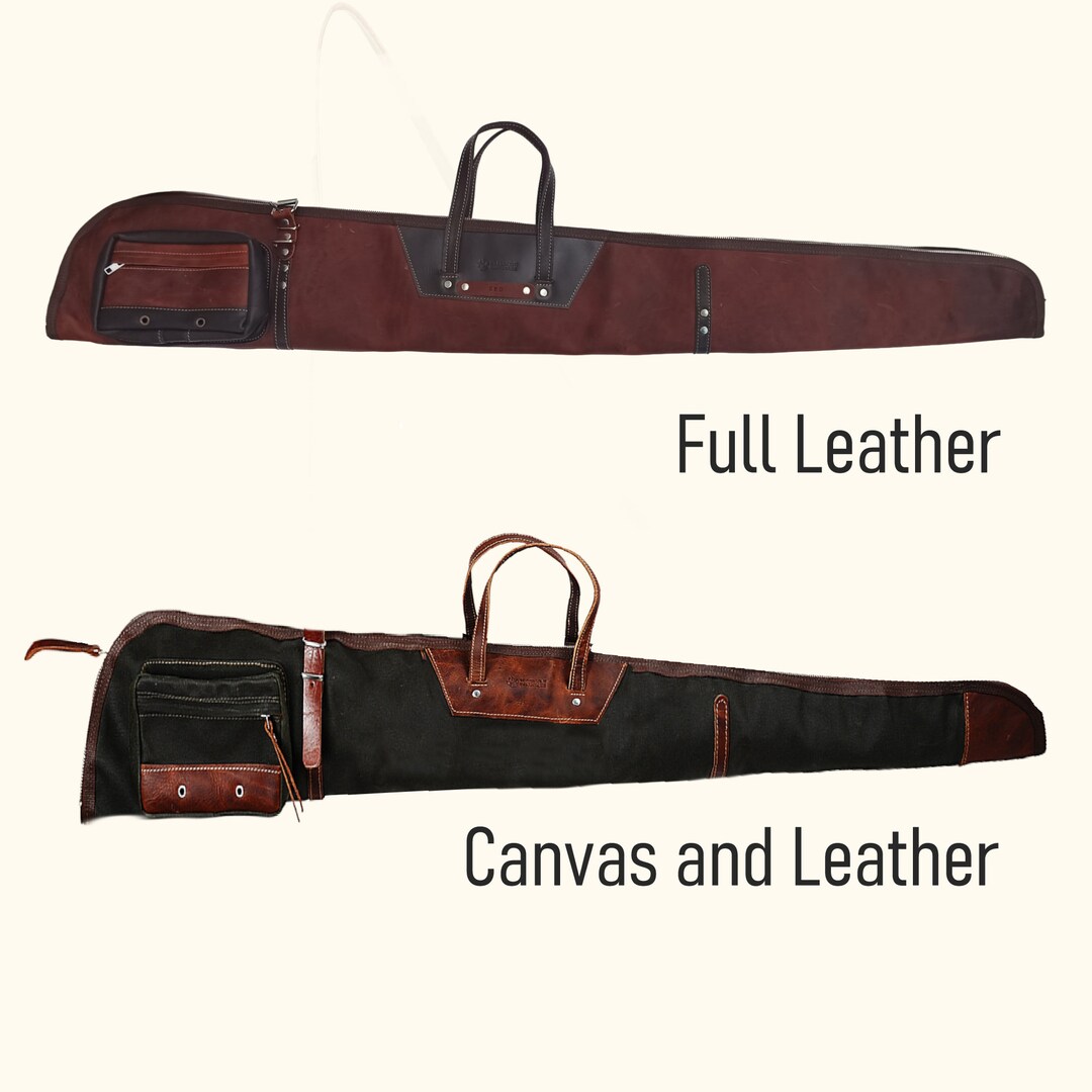 Handmade Leather Shotgun Bag Canvas Shotgun Bag Waxed Canvas Leather