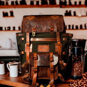 Modèles faits main de sac à dos pour ordinateur portable best-seller | Cuir et toile | Plein cuir | Fait main | 2 Compartiment pour ordinateur portable