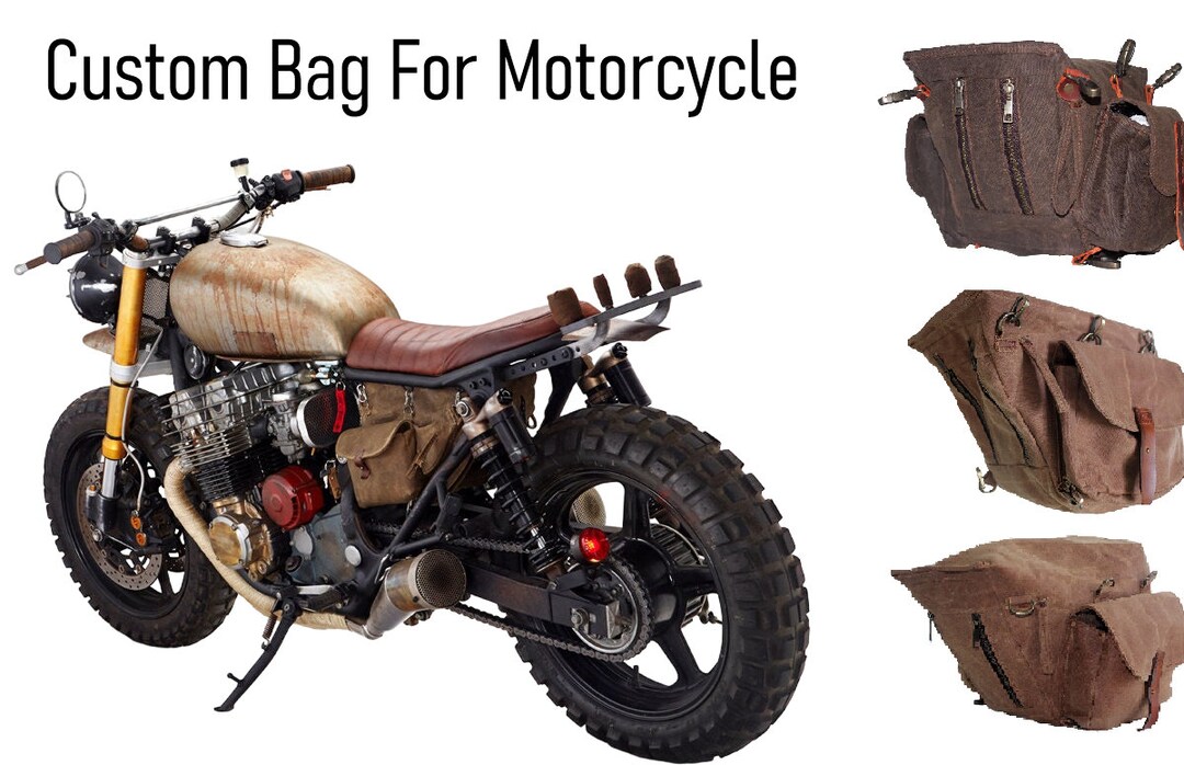 Custom Motorcycle Bag, Personalized Motorcycle Bag in Waxed Canvas