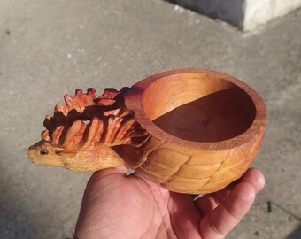 Deer Kuksa, Bushcraft Handmade Kuksa, Wooden Mug Lion Claw model, Scandinavian Nordic Tea Cup,Light Brown Camping Travel Cup,