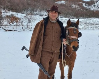 Bushcraft Brown Coat, You will be ready for adventure, Best Protection For Cold, Full Handmade