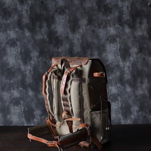 50L | New Colors | Bushcraft Backpack | Camping Backpack | Hiking Backpack | Extra large | Handmade | Leather | Waxed Canvas Backpack